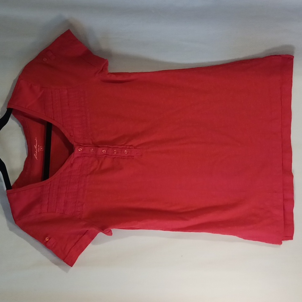 💥NWOT Eddie Bauer Sz M orange button front 100% cotton summer Tee